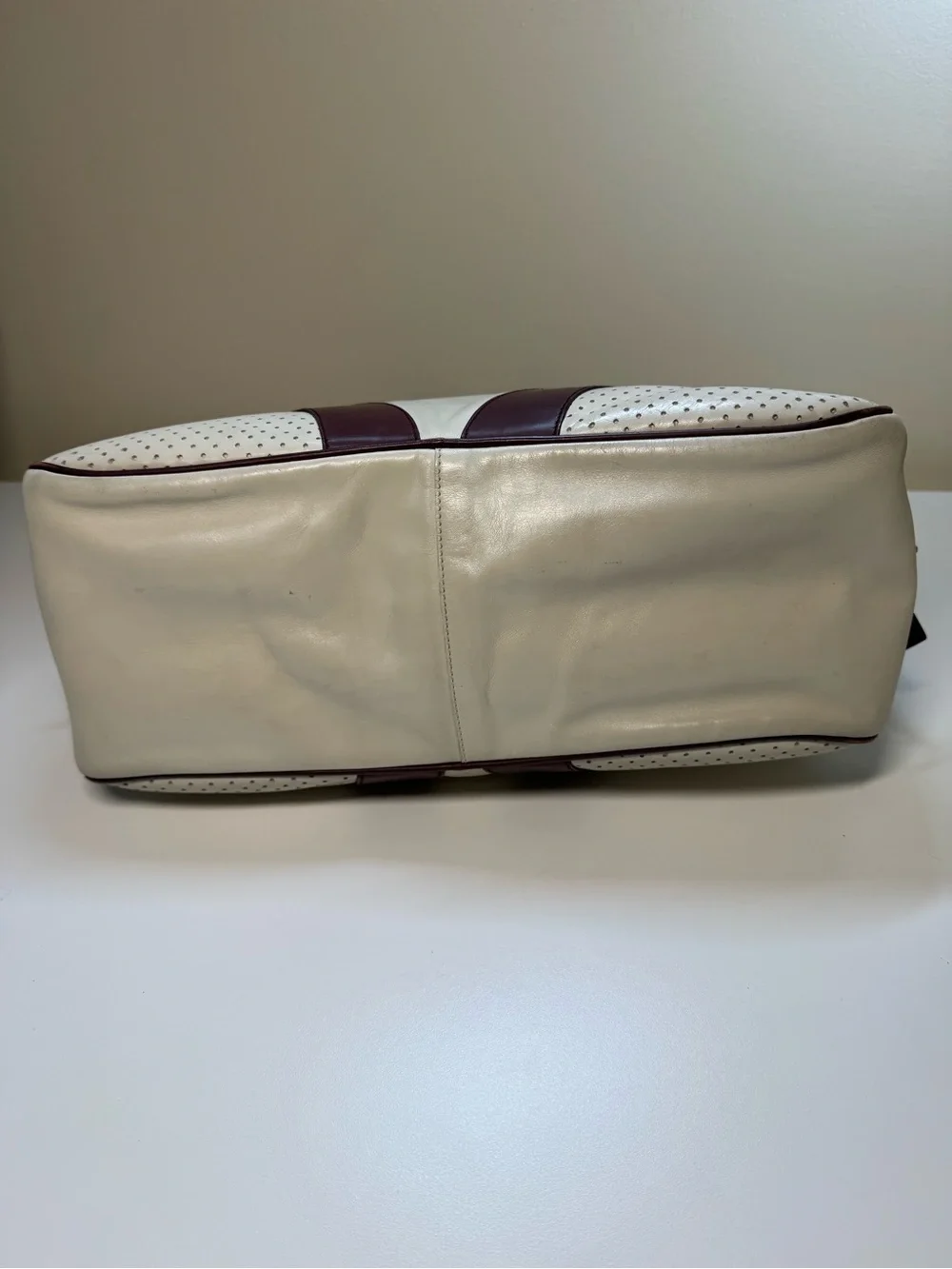 Prada Vintage Vitello Drive Leather Perforated Bowling Bag w/COA - Picture 5 of 16